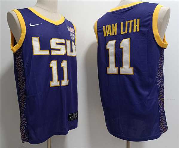Mens LSU Tigers #11 Hailey Van Lith Purple Stitched Jersey